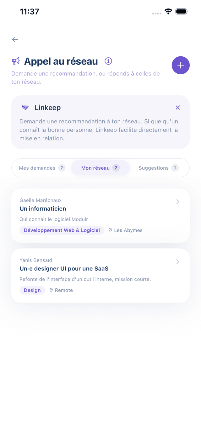 Appel au réseau, demandes de ton réseau